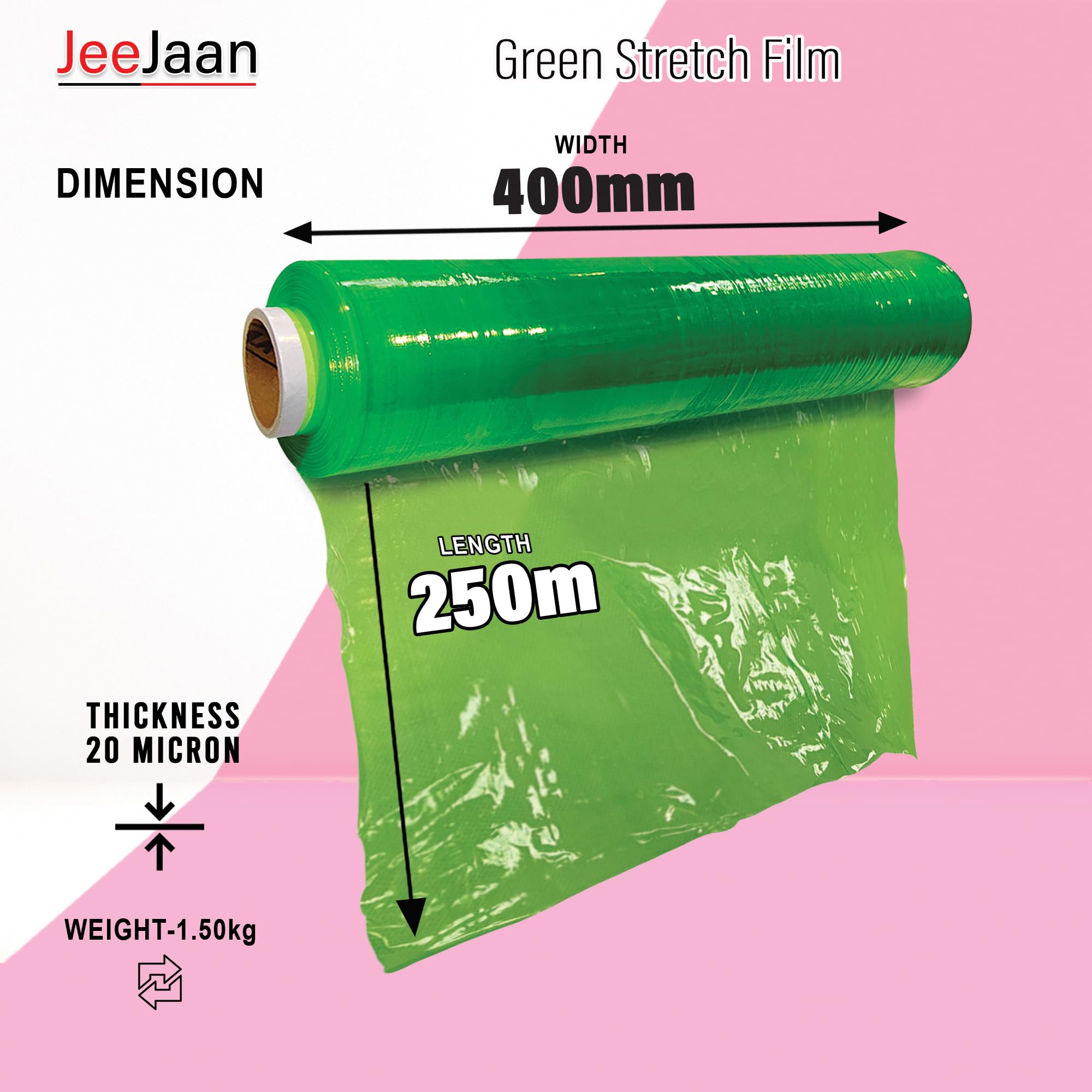 JeeJaan® 6 Rolls Clear Mini Handy Shrink Wrap 100mm x 150m 17mu - Extended Core Self-Adhering Pallet Stretch Wrapper - Heavy Duty Plastic Wrap for Moving House Furniture Wrapping Film