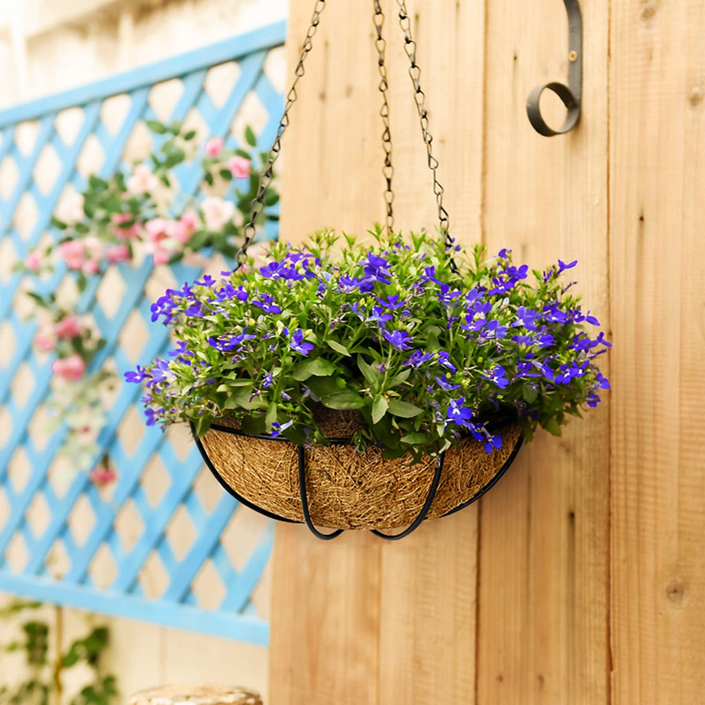 Hanging Baskets Coconut Palm Flower Basket Moss Hanging Basket Round Plant Holder Porch Decor Hanging Flower Pots Home Garden Decoration Watering Hanging Baskets (2pcs, 12inch/30cm)