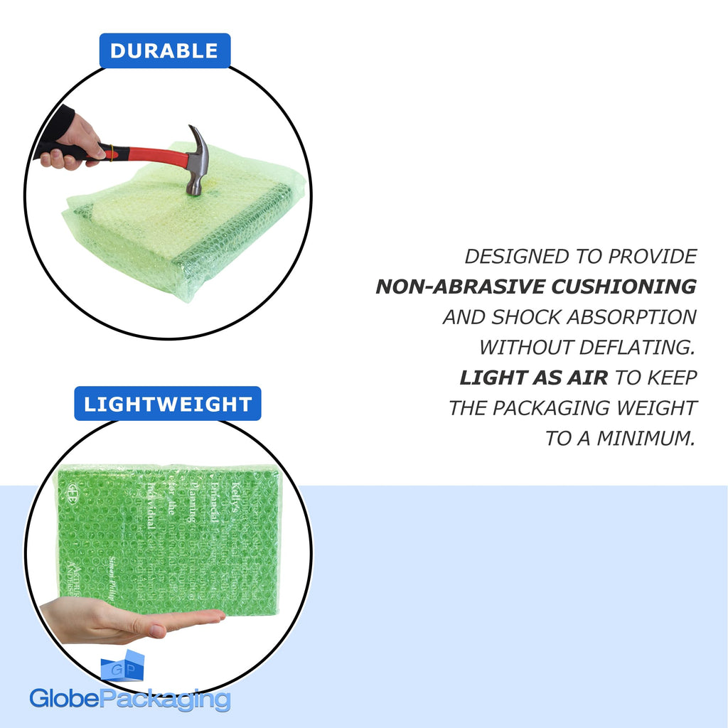 Globe Packaging 500mm x 50m Green Biodegradable Bubble Wrap Roll with Small Air Bubbles - Cushioning & Protection Packaging for Moving House, Ecommerce and Storage