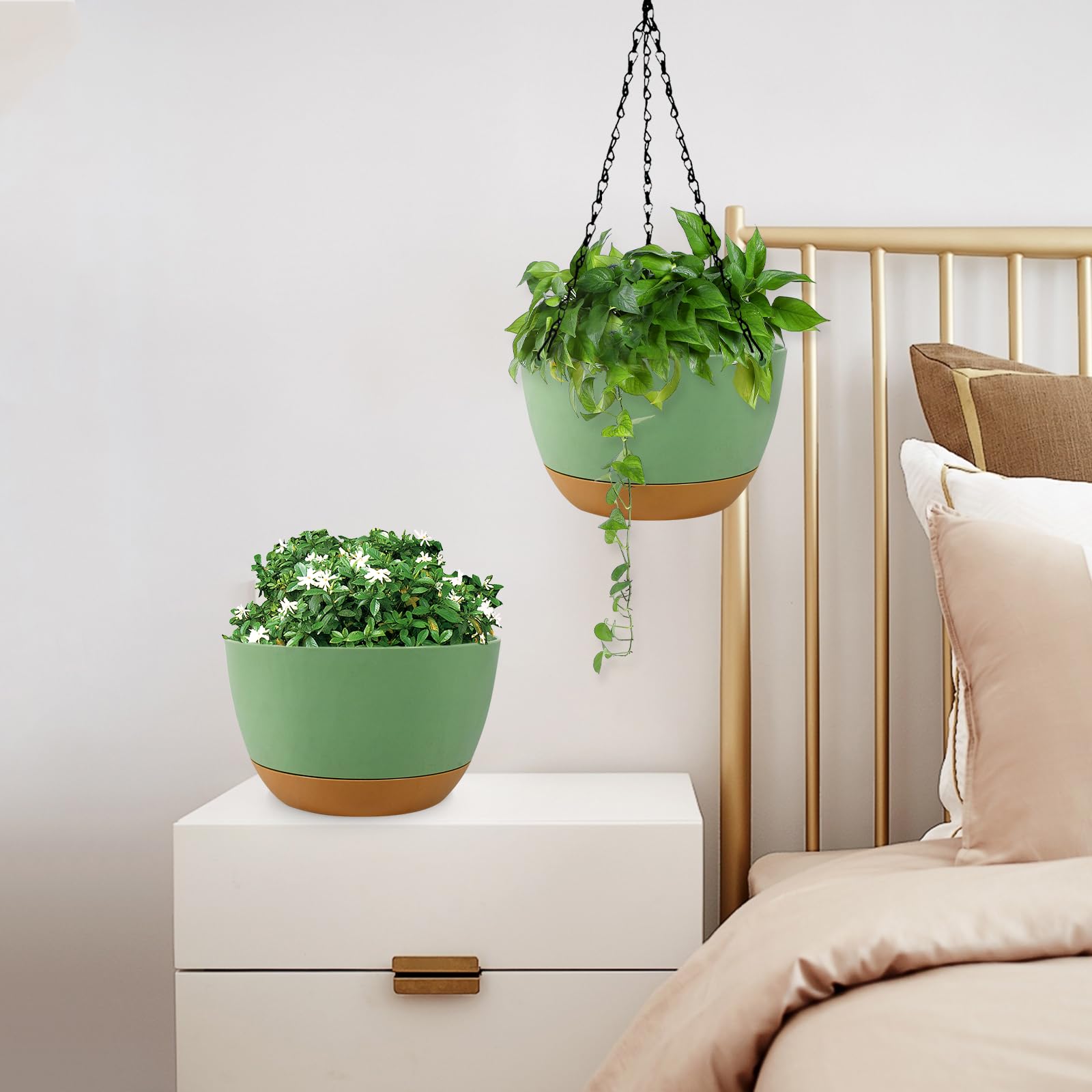Hanging Baskets Coconut Palm Flower Basket Moss Hanging Basket Round Plant Holder Porch Decor Hanging Flower Pots Home Garden Decoration Watering Hanging Baskets (2pcs, 12inch/30cm)