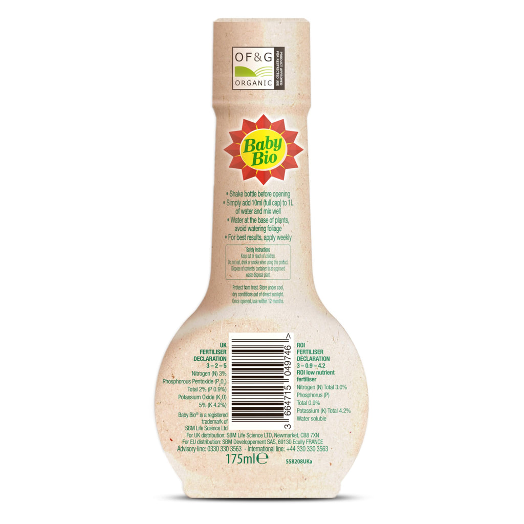 Baby Bio Citrus Food, 175ml - Citrus Plant Food for Healthy Growth and High Potassium for Better Fruit Yield - Year Round Care Concentrate Fertiliser - Fruit Tree Aid Spray