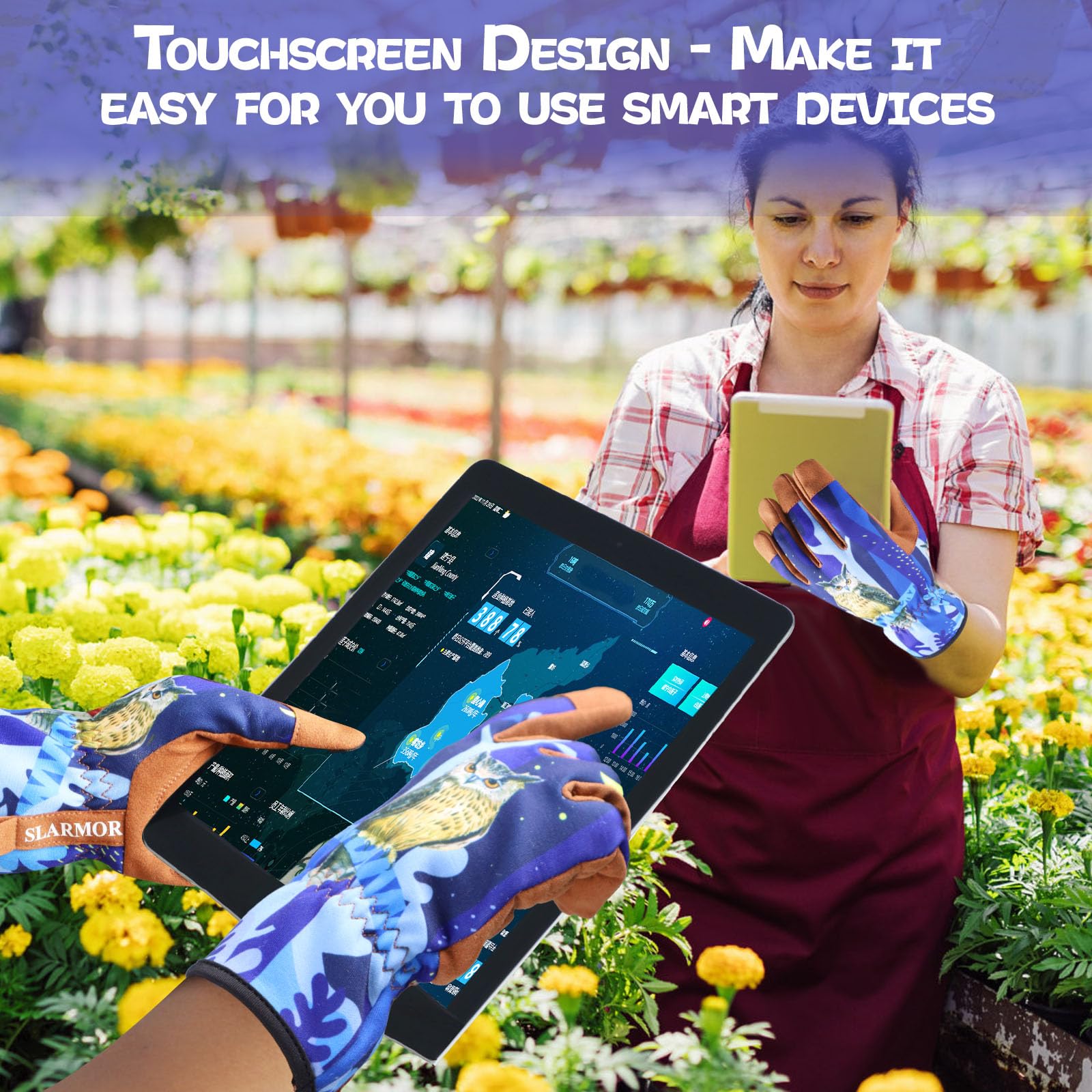 Women's-Gardening-Gloves Thoughtful Gardening-Gifts-for-Women, Microfiber Material With Touchscreen Function, Ideal For Garden Work, Cleaning, Camping & Landscaping