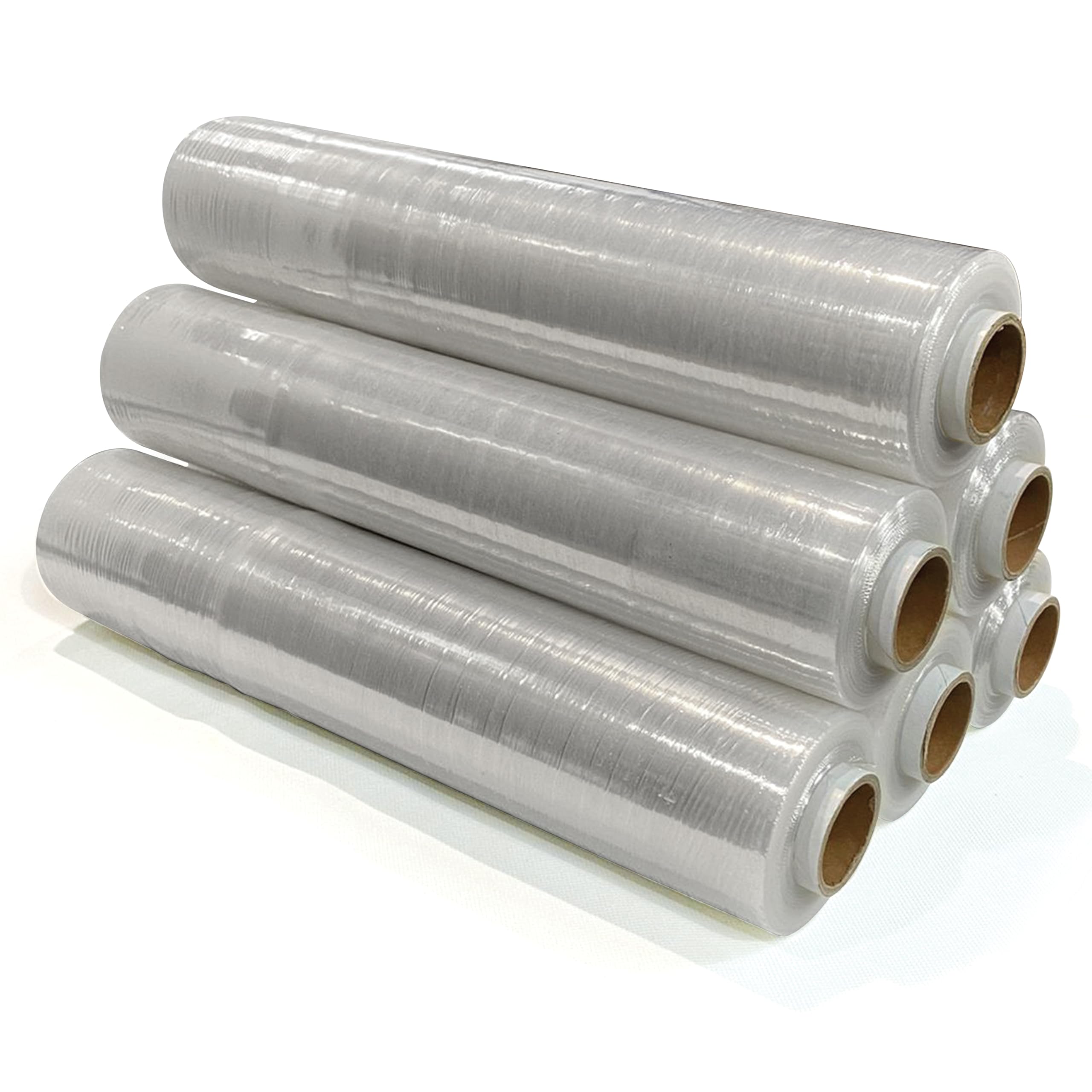 JeeJaan® 6 Rolls Clear Mini Handy Shrink Wrap 100mm x 150m 17mu - Extended Core Self-Adhering Pallet Stretch Wrapper - Heavy Duty Plastic Wrap for Moving House Furniture Wrapping Film