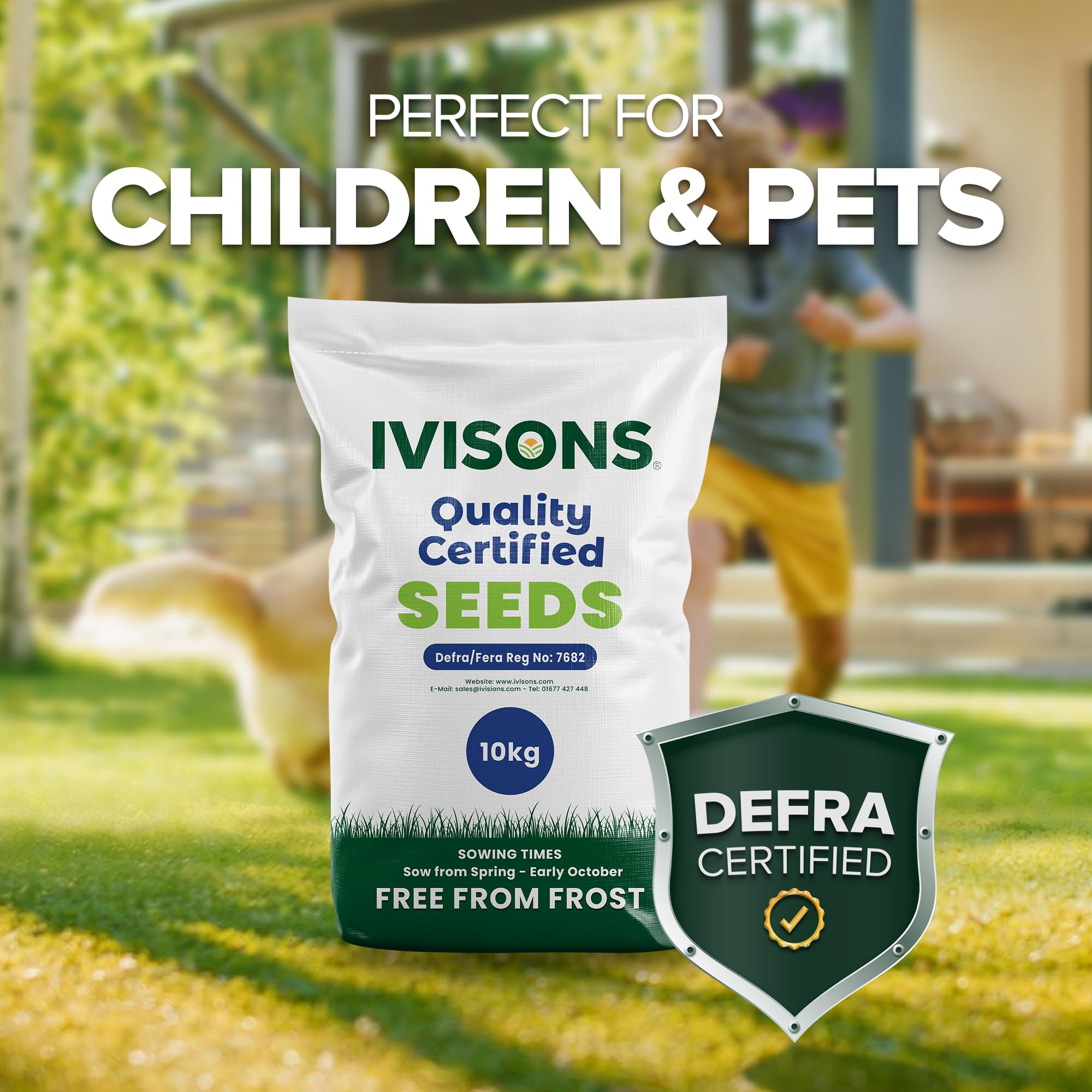 Grassias Premium Hard Wearing Grass Seed – 5KG Premium Quality Lawn Seed for Overseeding & New Lawns – Pet Friendly - Perfect Grass Seeds for UK Lawns - Defra Approved Lawn Seeds