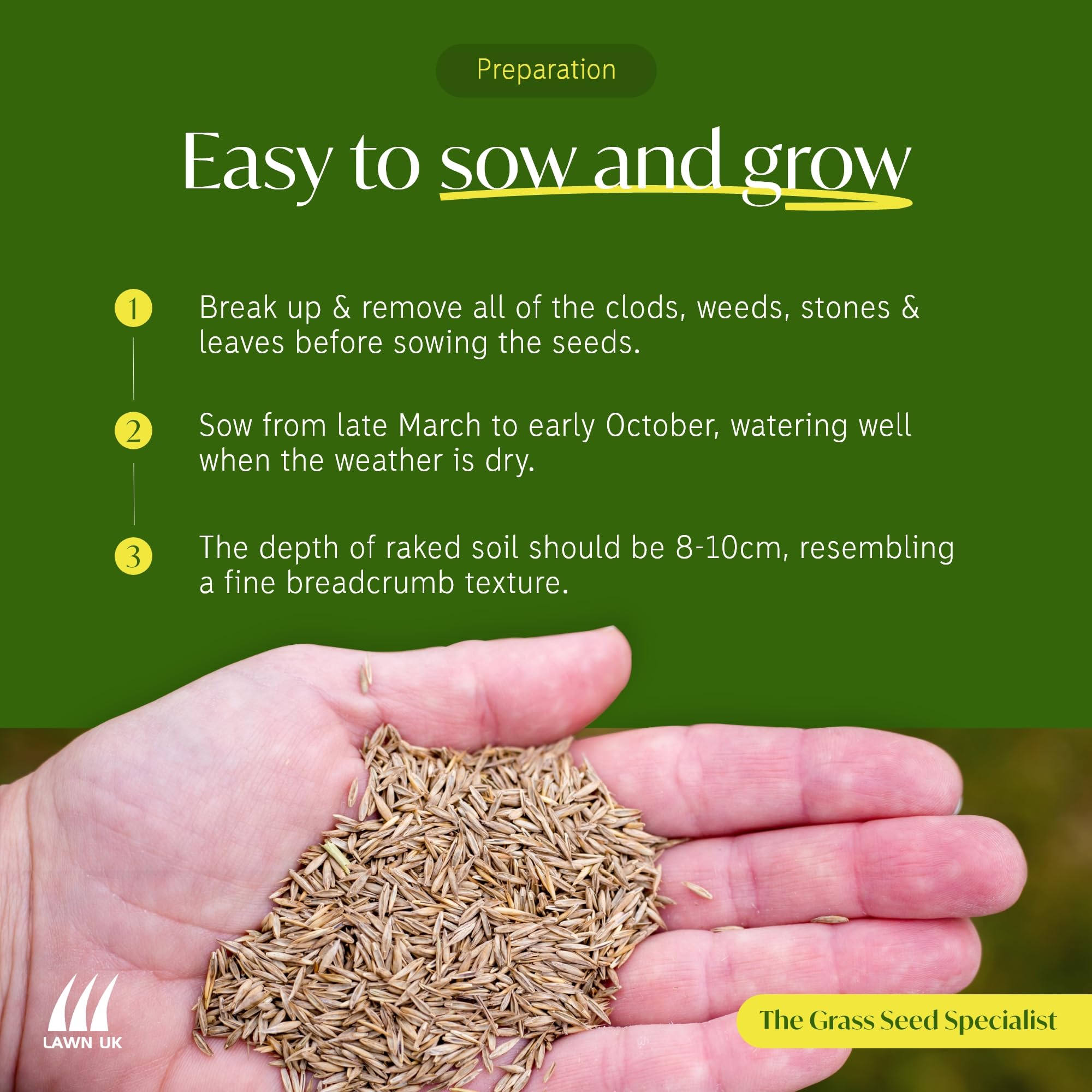 Lawn UK Hardwearing Grass Seed - Sprogs & Dogs Grass Seeds Fast Growing - 500g up to 15sqm Coverage - Ideal for Family Lawns - Super Durable Perfect for Children & Pets