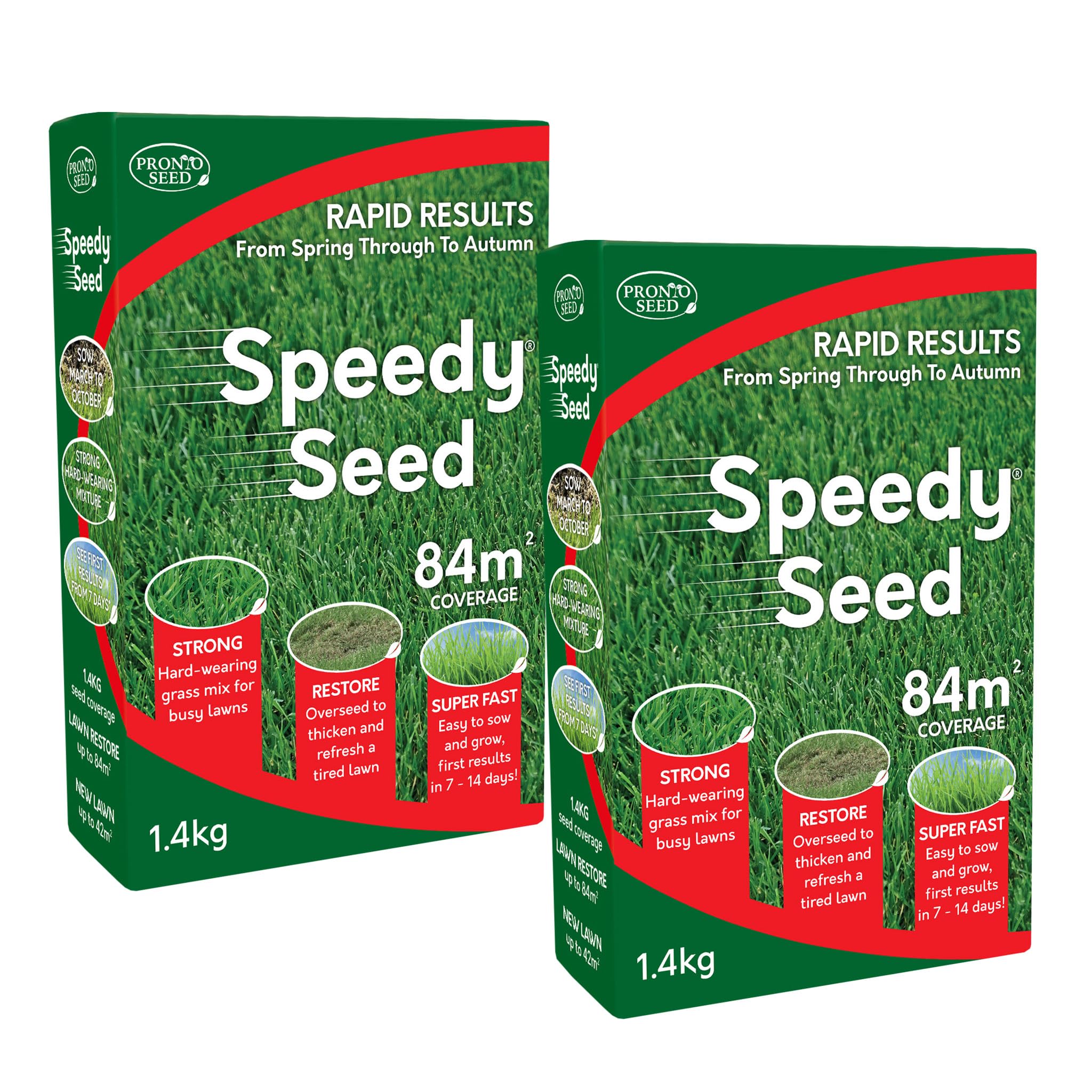 Pronto Seed Premium Grass Seed 1.4 kg - Fast Growing, Hard-Wearing - Covers 84m² for Lawns & Overseeding - DEFRA Approved & Tailored for UK Climate (1.4kg)