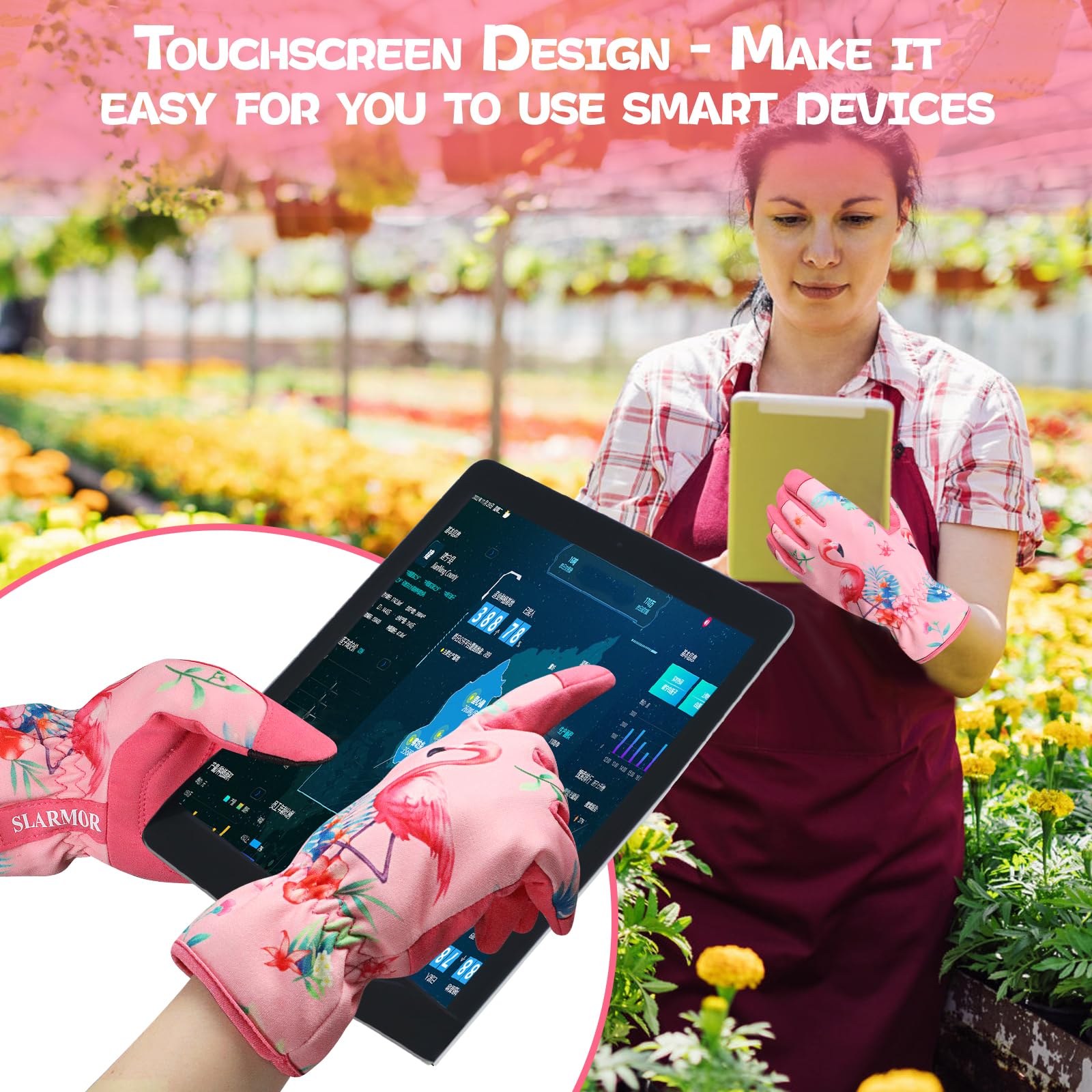 Women's-Gardening-Gloves Thoughtful Gardening-Gifts-for-Women, Microfiber Material With Touchscreen Function, Ideal For Garden Work, Cleaning, Camping & Landscaping