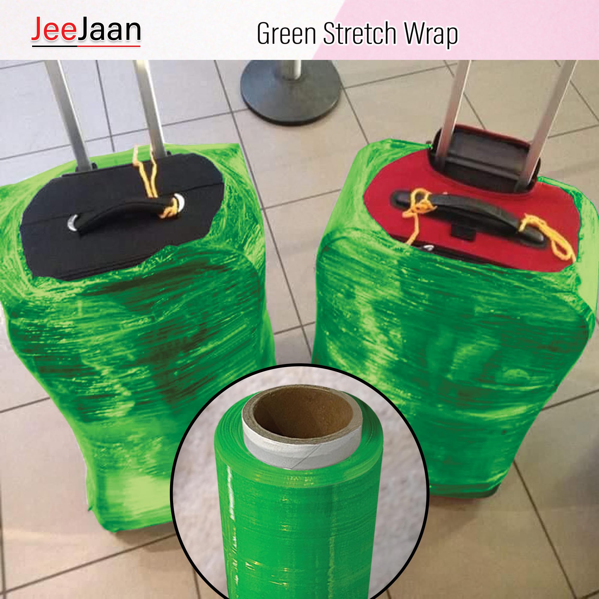 JeeJaan® 6 Rolls Clear Mini Handy Shrink Wrap 100mm x 150m 17mu - Extended Core Self-Adhering Pallet Stretch Wrapper - Heavy Duty Plastic Wrap for Moving House Furniture Wrapping Film