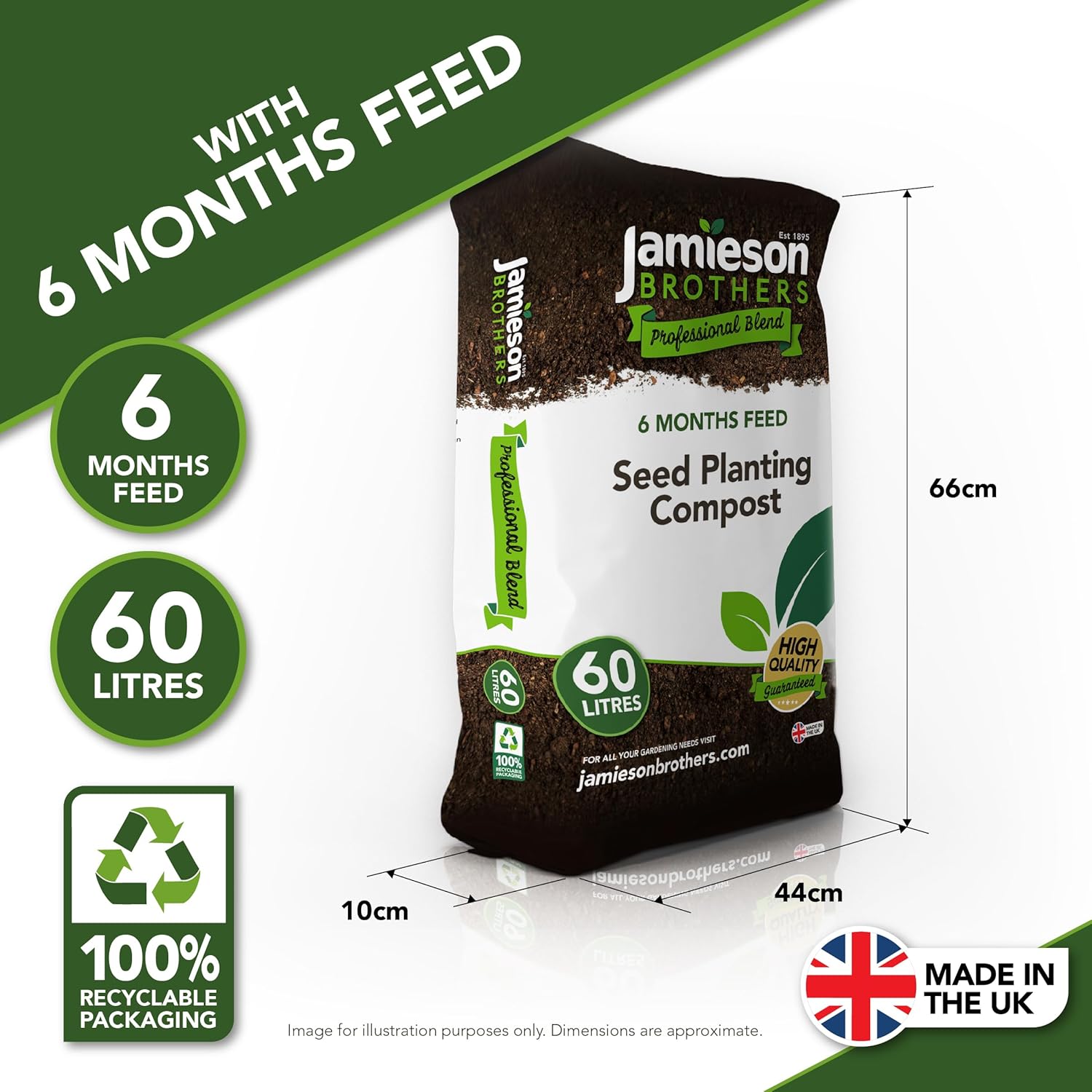 Seed Sowing, Cutting & Planting Compost 60L - Specially Formulated For Germinating Seedlings & Planting Cuttings - Professional Blend which has 6 months feeding as standard - By Jamieson Brothers