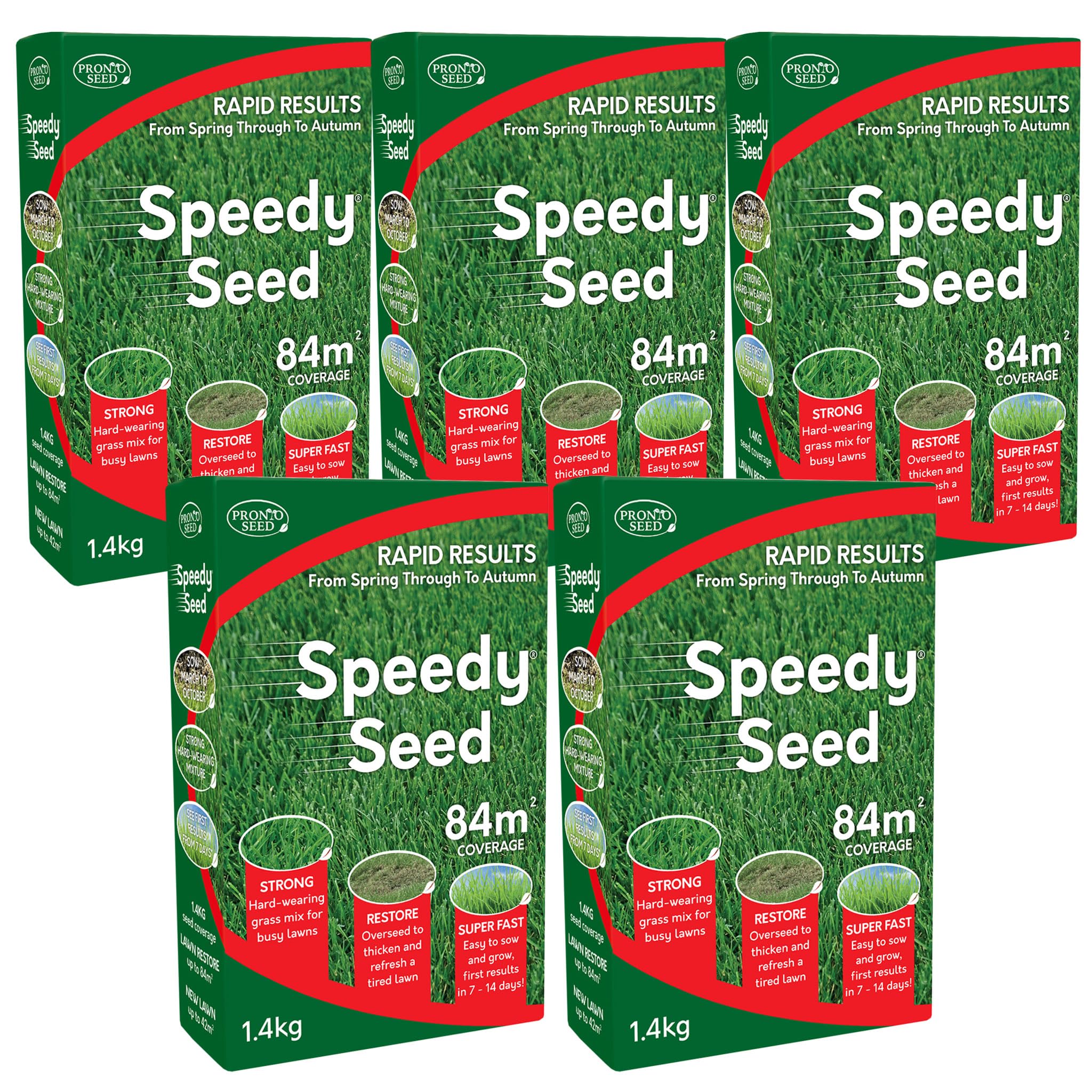 Pronto Seed Premium Grass Seed 1.4 kg - Fast Growing, Hard-Wearing - Covers 84m² for Lawns & Overseeding - DEFRA Approved & Tailored for UK Climate (1.4kg)