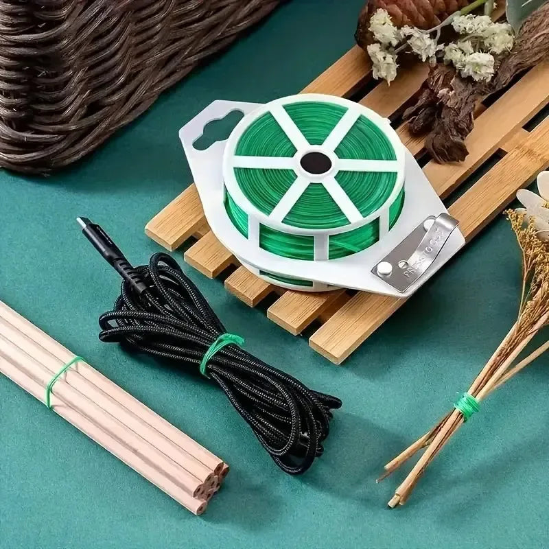 50/100m Garden Twist Tie Green Plant Climbing Support Cable String Reusable Flower Creeper Vines Hoops Fixed Plant Tying Tool