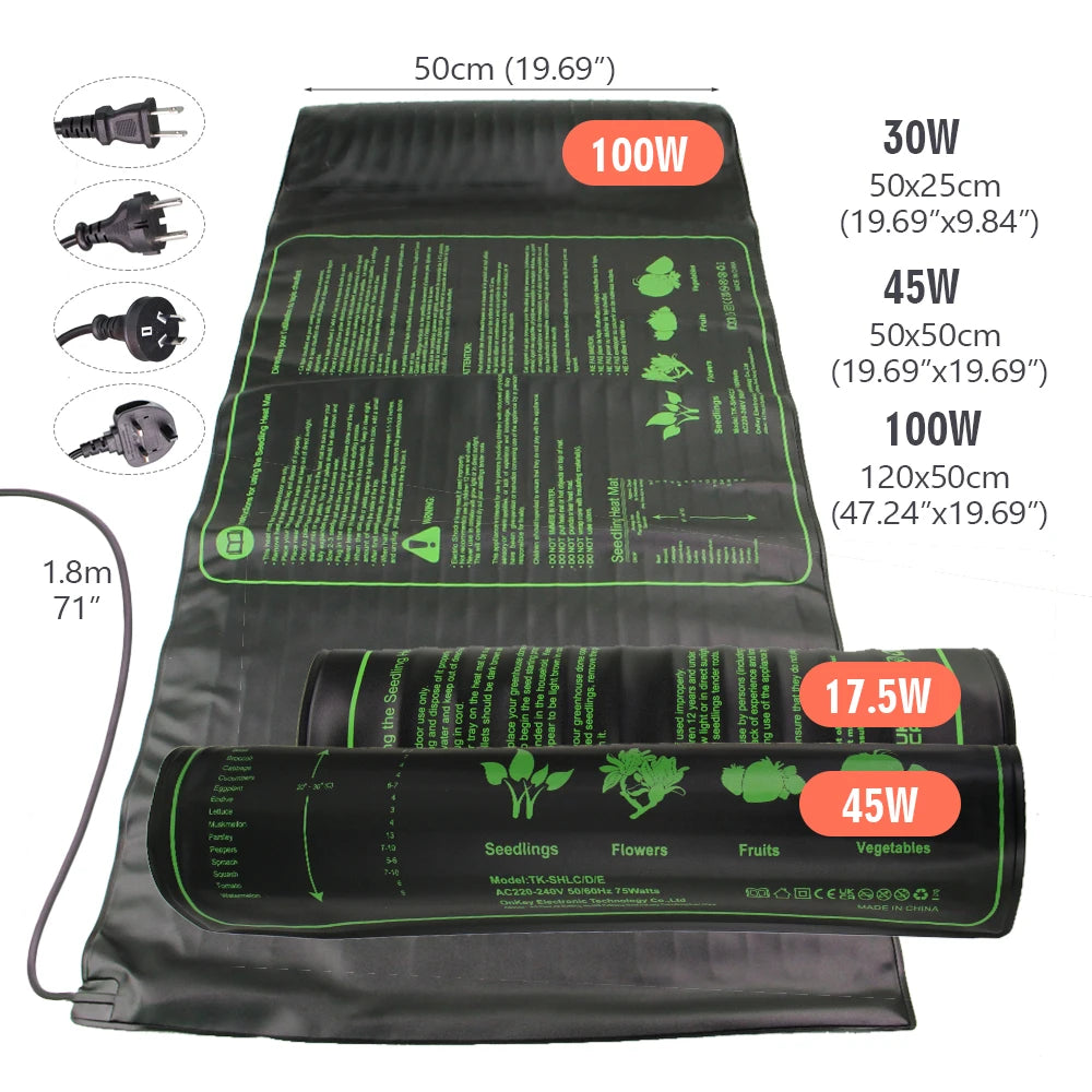 Garden Seedling Heating Mat PVC Waterproof Plants Seed Propagation Clone Starter Warmth Pad for Nursery Growth