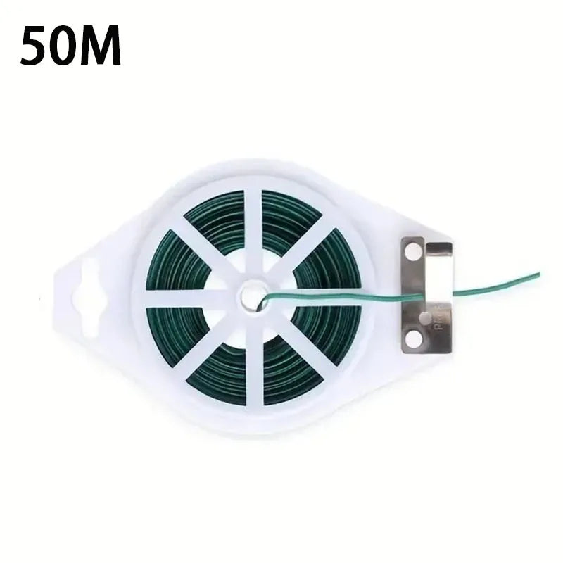 50/100m Garden Twist Tie Green Plant Climbing Support Cable String Reusable Flower Creeper Vines Hoops Fixed Plant Tying Tool